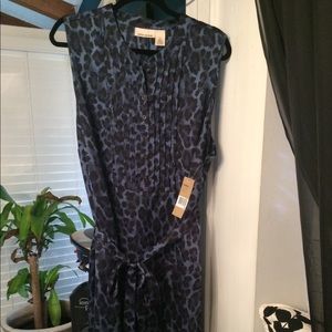 LADIES PLUS SZ 22 DKNY BLU/BLK LEOPARD PRINT DRESS